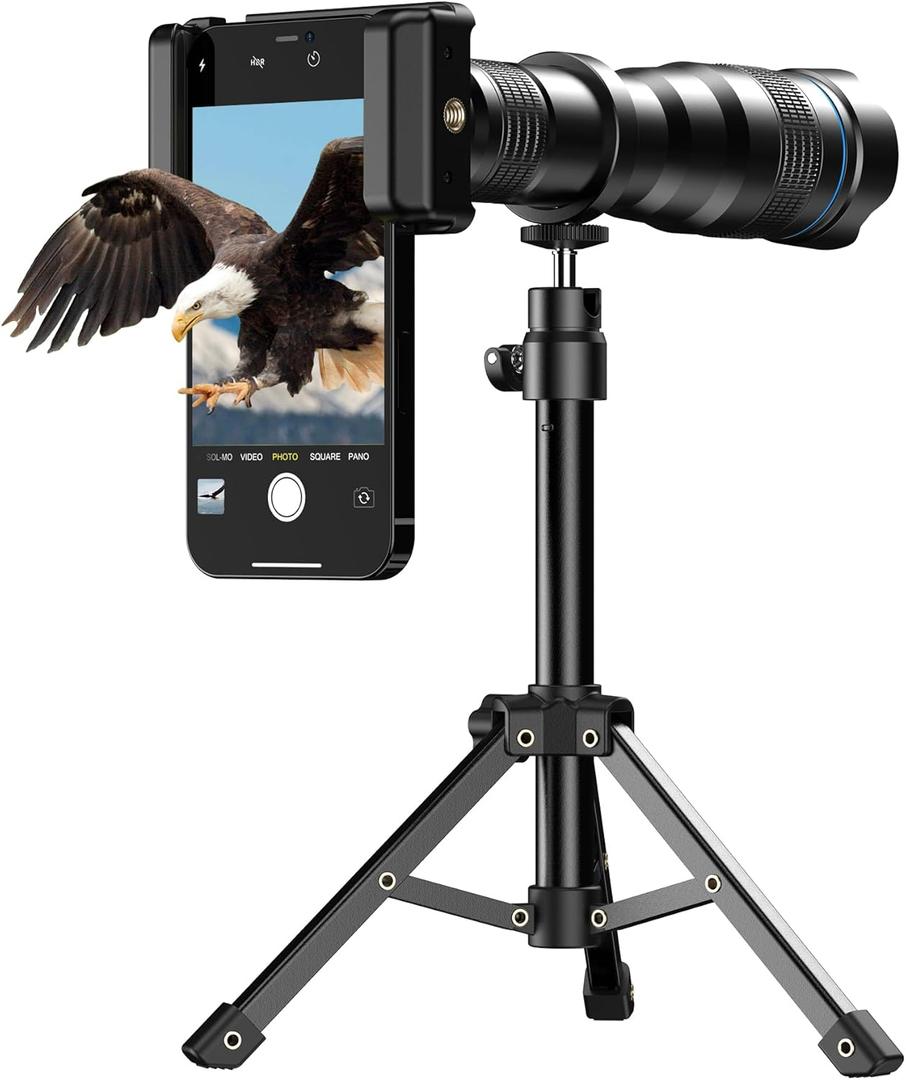 Evil Eye 36X Telephoto Lens, High Power HD Telephoto Phone Lens with Tripod and Phone Clip for Android & iPhone, Samsung and Most Smartphone
