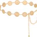 Women's Chain Belt Metal Waist Belt Chunky Belly Link Belt (S: 41.3 in/105 cm, Pattern Gold)