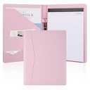 Pacific Mailer Padfolio Portfolio Leather Binder, Interview Legal Document Organizer, Business Card Holder Included Letter Sized Writing Pad [Pink, Piano Noir Faux Leather Matte Finish]  (Padfolio (9.75" x 12.5" x 1")