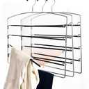 Larger Size Pants Hangers 3-Pieces, 4 Tiers Extended Swing Arm Non-Slip Space Saving Clothes Hangers, Dorm Room Essentials Hanging Closet Organizer Rack for Jeans Trousers Casual Clothes