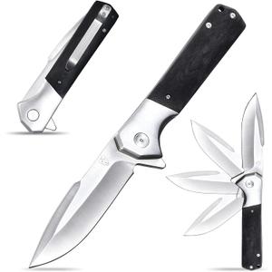 Eafengrow EF6 Folding Knives 5.2 inch Closed Knife 9Cr18Mov Blade Knifes G10 Steel Handle Ball Bearing Outdoor Camping Knife