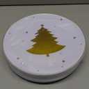 WDF 50Pieces Gold Plastic Plates-Christmas Tree Plastic Plates-Heavyweight White and Gold Disposable Plates for Christmas