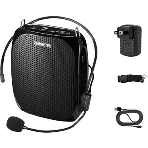 ZOWEETEK ZW-Z258 Portable Rechargeable Mini Voice Amplifier for Teachers with Wired Microphone Headset and Waistband, Supports MP3 Format Audio for Speech, Class, Training, Tour Guide, Power Amplifiers (Black)