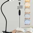Clip on Lamp,5 Colors+10 Brightness LED Desk Lamp with Clamp,550lm Bright Clip on Light for Bed Headboard/Bedside Table,360Adjustable Reading Light for Bed,Desk Lights for Home Office Study [Adapter]