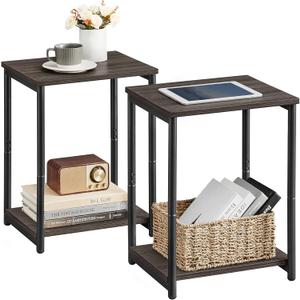 VASAGLE Side Tables Set of 2, Small End Table, Nightstand for Living Room, Bedroom, Office, Bathroom, Chestnut Brown and Classic Black ULET272B74