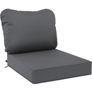 AAAAAcessories Outdoor Seat Cushions for Chairs, Waterproof, Fade-Resistant Patio Furniture Replacement Cushions, 21" x 21" x 4" + 23" x 17", Dark Gray