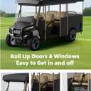 Golf Cart Cover Enclosure 4&6 Passenger, Golf Cart Cover for Yamaha Club Car EZGO, Waterproof 600D Oxford Rain Cover, Transparent Tail Light Panel, Foldable Door,4-Sided Clear Windows
