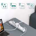 Extension Cord 10 ft - Long Power Strip Surge Protector, 6 AC Outlet 4 USB (2 USB C), Flat Plug, Wall Mount, Multi Plug Outlet Extender Desk Charging Station for Home Office Dorm Room Essentials