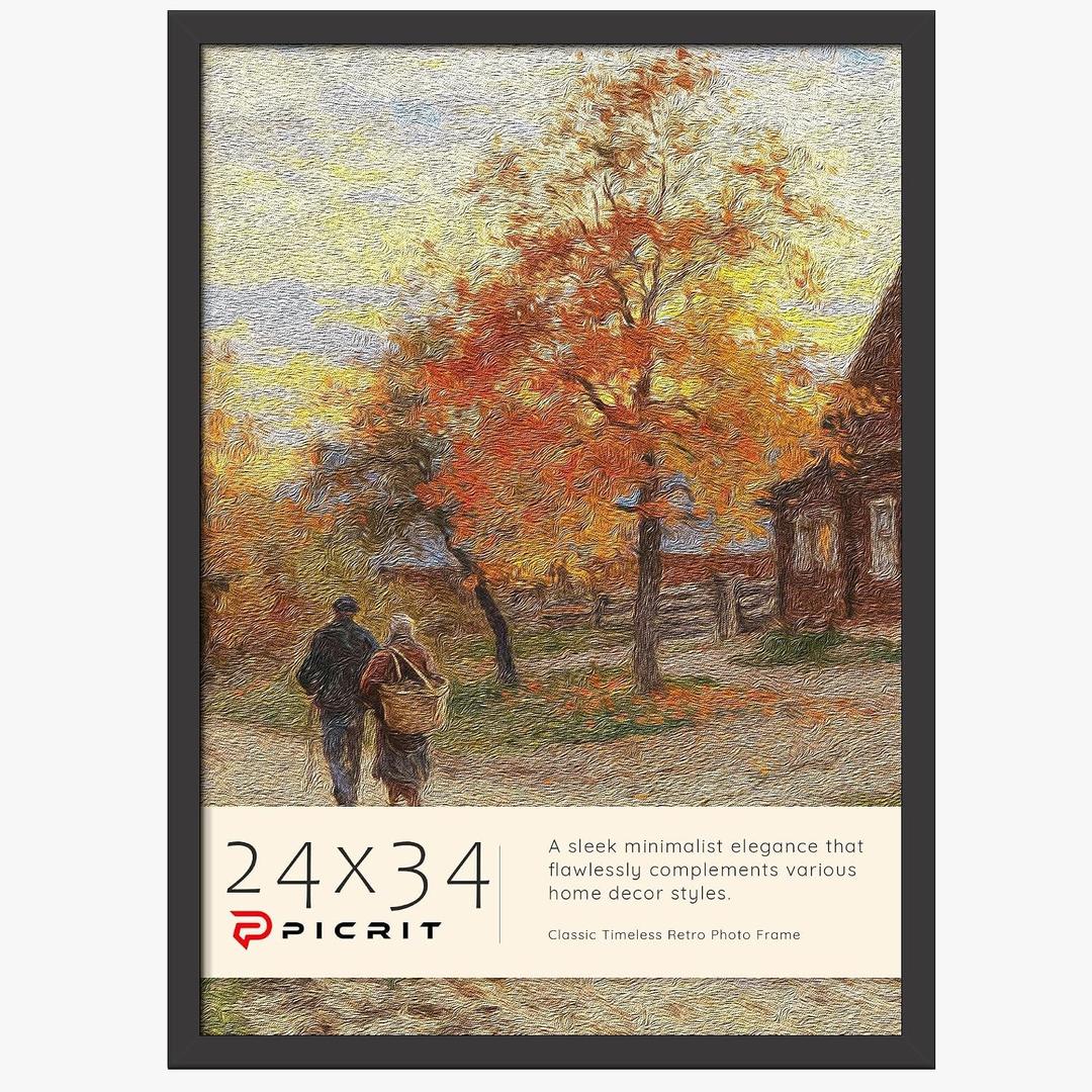 Picrit 24x34 Poster Frame, Picture Frame for Wall Mounting, Black