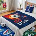 Go USA Soccer Throw Blanket, Patriotic Football Fan Blanket 2026, Soft Flannel Game Day Blanket for Couch Bed, Gift for Men Women Kids