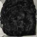 80s Short Black Curly Wig for Men with Mustache Glasses and Chain 70s Mullet Wig with Curl for Rocker Halloween Costume Cosplay