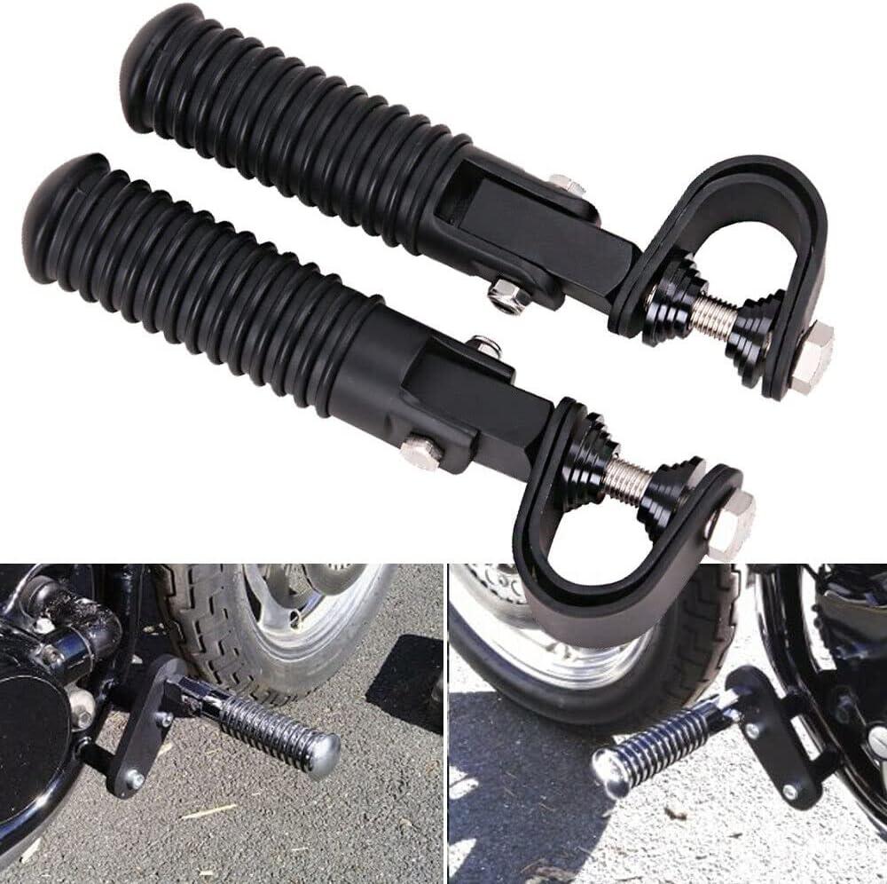 Foot Pegs For Motorcycles For 1" Crash Bar Foot Pegs 1.25" 1 1/4" Engine Guard U-Clamp Footpegs Universal Black Compatible With Harley Sportster 883 1200 Bad Boy Heritage Softail Flst Fxst Fxrt