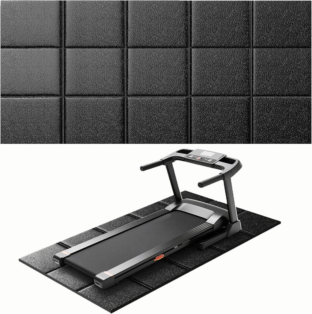 Treadmill Mat for Carpet &Hardwood Floors 79x39, Treadmills Mat, Mat for Under Treadmill/Walking Pad/Exercise Bike on Carpet, Hardwood Floors Protectior, Non-Slip, Waterproof, Noise Shock Absorption, Black