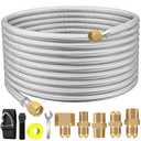 36Ft High Pressure Braided Propane Hose Extension and fittings with Conversion Coupling 3/8" Flare to 1/2" Female NPT, 1/4" Male NPT, 3/8" NPTMale, ⅜” Male Flare for BBQ Grill, Fire Pit, Heater