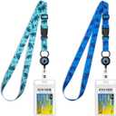 MNGARISTA Cruise Lanyards, Adjustable Lanyard with Retractable Reel, Waterproof ID Badge Holder for All Cruises Ships Key Cards, 2pack (Sea Turtle)