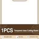 Tempered Glass Cutting Board for Kitchen - High-Strength Glass with Non-Slip silicone Frame.Scratch/Heat/shatter Resistant, BPA-Free, ldeal Alternative to Plastic & Wood Cutting Boards (Beige)