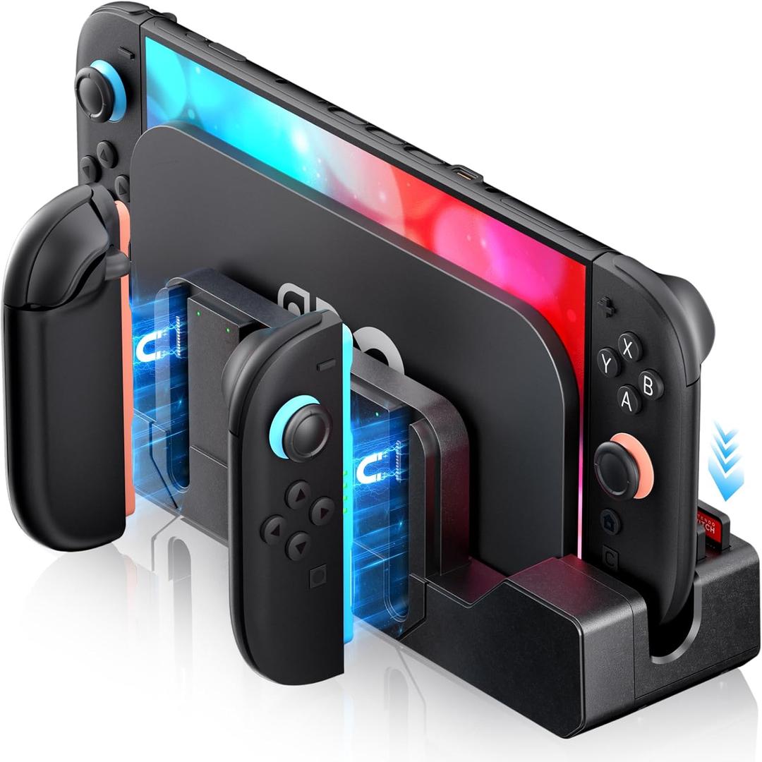 Switch 2 Charging Dock Stand, for Nintendo 2 Joy-Con Controllers and Switch 2 Storage Stand, 4 in 1 Fast Charger Station