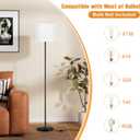 Modern Floor Lamp Simple Design with White Shade, Foot Pedal Switch, 60" Small Tall Lamps for Living Room Bedroom Office Dining Room Kitchen, Black Pole Lamp(Without Bulb)