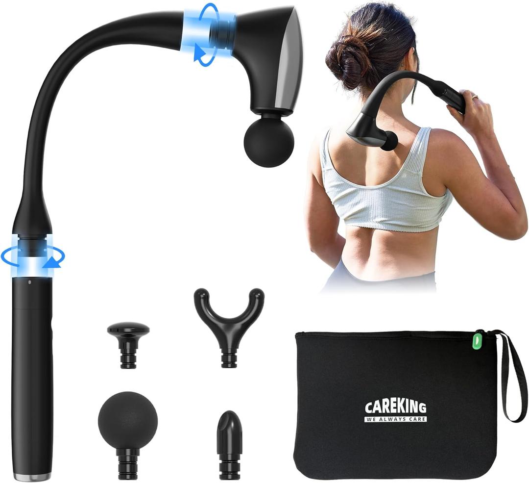 2-in-1 Detachable Muscle Massage Gun Deep Tissue with 20'' Extension Handle, Back and Neck Massager for Pain Relief, Handheld Massager for Shoulder Lower Back Leg Waist, FSA-HSA Eligible (Black)