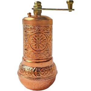 Handmade Turkish Brass Pepper Salt Spice Grinder Mill Set - ISO 9001 Certified - 4'' Shiny Copper