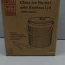 Glass Ice Bucket with Airtight Lid, Ice Tong Scooper and Handle - 3L Ribbed Beverage Tub Cocktail Home Bar Accessories, Wine, Beer - Chiller for Parties, Champagne Drink Tub Cooler with Hinged Handles