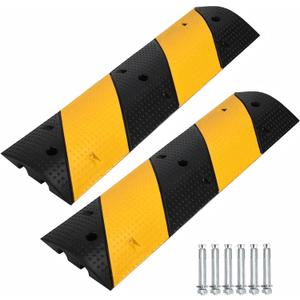3.3FT Rubber Speed Bump 2 Pack, Heavy Duty Traffic Calming Ramp for Road 25000 Lbs Capacity, 39.6 Inch Recycled Speed Bump Cable Ramp with 2 Channel for Driveway Asphalt Concrete Gravel Road | 2 Pack, 25,000 lbs Heavy Duty Industrial Grade Ramp with Dual Cable Channels for Parking Lots HOA Communities School Zones