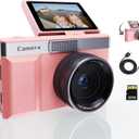 Pink Digital Camera with 2" Flip Screen for Selfie, 1080P Point and Shoot Digital Camera with 32GB Card, 8X Zoom, Portable Vlogging Camera for Kids, Teens & Beginners