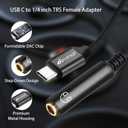 USB C to 1/4" Audio Cable, USB-C to 1/4" Female TRS Audio Cable, USB Type-C to 6.35mm Stereo Output Cord Adapter. Gold Plated 1 Feet