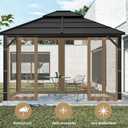 Gazebo Replacement Mosquito Netting Outdoor Universal Gazebo Canopy 4-Panels Screen Sidewalls with Zipper for Patio Garden (Brown, 10x10)