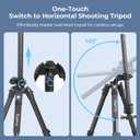 SmallRig CT25 64.5"/164cm Horizontal Overhead Tripod for iPhone & Camera, with Phone Holder & Carrying Bag, 22lb Max Load Aluminum Lightweight Camera Tripod for Overhead Shots/Live Streaming