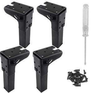 4Pcs Folding Table Furniture Legs 5.5 Inch, Heavy Duty Metal Hairpin Table Legs Decorative Foldable Furniture Feet with Mounting Screws for Table Sofa Cabinet Cupboard