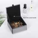 Jewelry Boxes for Women,Jewelry Organizer and Storage,Santa,Glass Mirrored Small Jewelry Box, 4.6"*2.6'',Ring,Earrings and Necklace Luxury Jewelry Box for Women or Girls,Black Gift Box