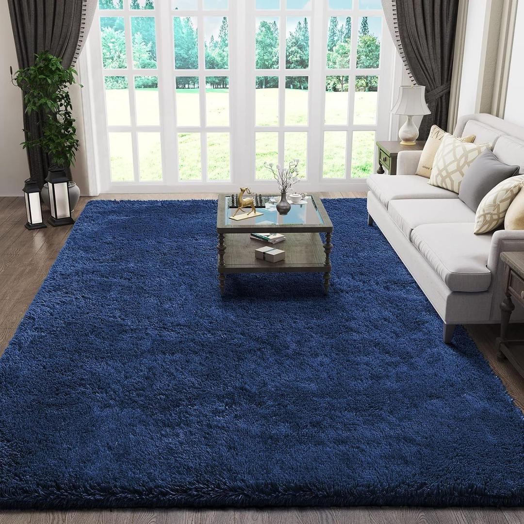 Ophanie 6x9 Blue Rugs for Living Room, Large Fluffy Shag Fuzzy Plush Soft Area Rugs, Floor Shaggy Navy Carpets for Bedroom, Carpet for Kids Boys Girls Dorm Nursery Home Decor Aesthetic (6' x 9', 6- Blue)