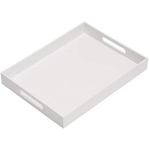 KEVLANG Glossy White Acrylic Serving Tray, 14x20Inch, Sturdy Kitchen Countertop Organizer, Decorative Vanity Table Tray, Ottoman Tray, 3/16 inch Thickness