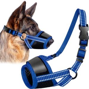 Adjustable Dog Muzzles, Anti Biting Barking Chewing Soft Mesh Dogs Muzzle, Breathable Pet Muzzle Suit for Small, Medium, Large Dog, Muzzle that Allow Dogs Drinking (Blue, Large)