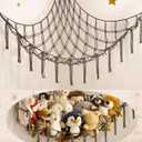 Stuffed Animals Hammock Net Corner-Hanging Stuff Animal Toy Storage Organizer for Plush Plushie Room Bedroom Nursery Decor Toy Storage Organization (Large, Grey)