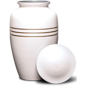Eternal Harmony Large Urn for Ashes, Adult Male & Female Cremation Vase for Human Ashes, Secure Seal & Velvet Bag, Funeral Vase for Men & Women Up to 200 lbs, 7x11” (Large, Pearl)