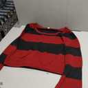 Striped Gothic Cropped Sweater Women Boat Neck Drop Shoulder Pullover Long Sleeve Knitted Crop Top Y2K Streetwear Tops Black XL