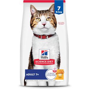 Hill's Science Diet Adult 7+ Dry Cat Food, Chicken, 7 lb. Bag (EXP 02/04/27)