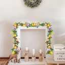 6FT Easter Garland for Mantle, Lighted Egg Garland with Butterfly Flower, Faux Greenery Spring with Timer for Summer Fireplace Outdoor Decorations