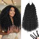 120 Strands Curly Crochet Hair Gogo Curl Pure Protein Fiber Close to Human Hair 14 Inch Pre looped Deep Wave Curly Crochet Hair For Black Women Beach Curl Twist Braiding Hair Extensions (14inch 1B)