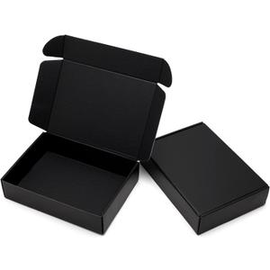 9x6.5x2 Inches Black Shipping Boxes 25 Pack - Corrugated Cardboard Mailing Box for Small Business, Tab Locking Literature Mailer Packaging Supplies for Packing Digest Size Book Gifts Craft DVD
