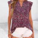 BTFBM Going Out Tops for Women Trendy 2026 Cap Sleeve V Neck Floral Blouses Dressy Casual Cute T Shirts Spring Fashion (S)