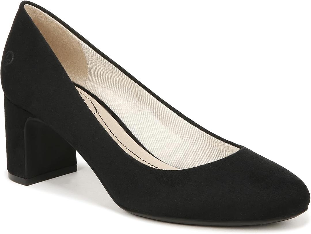 LifeStride Womens Taylor Block Heel Dress Shoe Pump (8.5 Wide, Black Fabric)