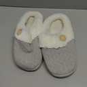 Chantomoo Womens Slipper Warm Comfy Memory Foam House Slippers Knitted Shoes Faux Fur Lined Anti-Skid Rubber Sole Bedroom Cozy Indoor Outdoor Slippers (7-8, Grey)