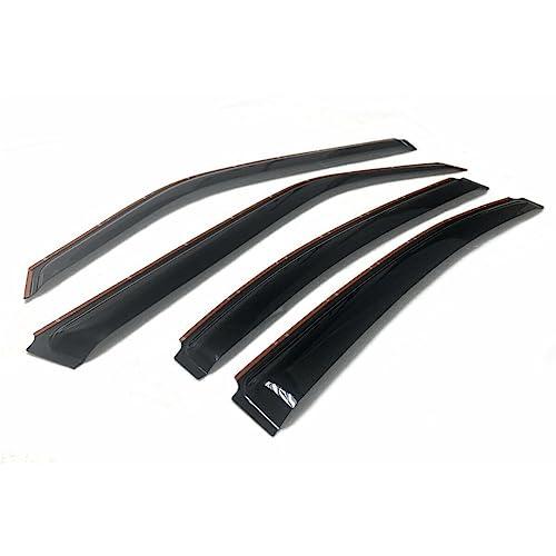 4pcs Sun Rain Vent Wind Deflector Guard Window Visor Right Passenger Side Adhesive Tape in Channel Not Outside Acrylic Blend Dark Smoke, Small Piece Size 29.5", Big Piece Size 40.5"