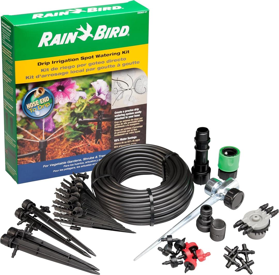Rain Bird SWDMSPKIT Drip Irrigation Spot Watering Manifold on a Spike Kit, Bubblers and Emitters (18-Piece Kit)