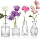 ODDMUCK Glass Bud Vase Clear Bud Vases Set of 4 for Centerpieces, Vintage Glass Flower Vases in Bulk Suitable for Weddings, Parties or Home Decoration