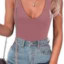 SAUNGKUAI Women’s Bodysuit Sexy Plunge Deep V Neck Backless Sleeveless Tank Thong Body Suits Outfits for Going Out, L