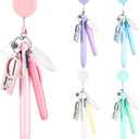 25 Pcs Nurse Pen Set Nurse Badge Accessories Mini Retractable Ball Pens Highlighter Badge Clip LED Keychain Folding Scissors (Pastel Color)